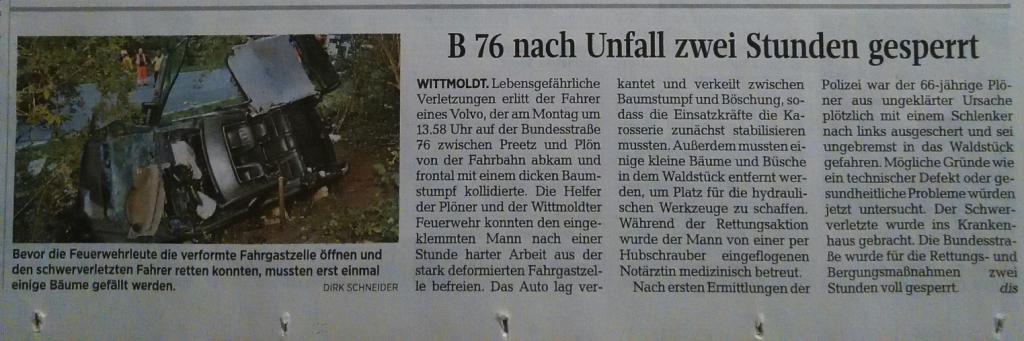Kieler Nachrichten/Ostholsteiner Zeitung, 8. September 2015